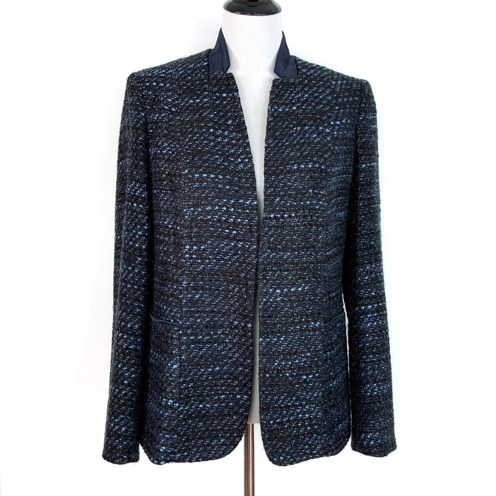 Elie Tahari Tori Blue Metallic Tweed Blazer Sz 10